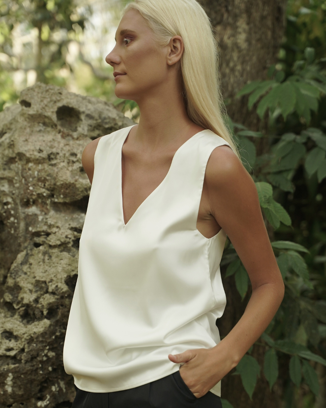Satin V Top