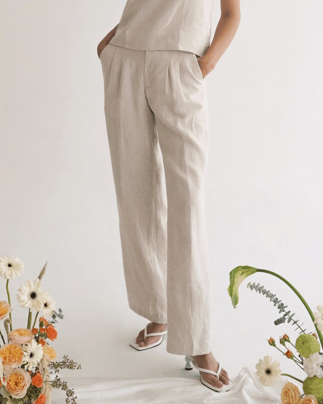 Long Regular Pants Linen Women