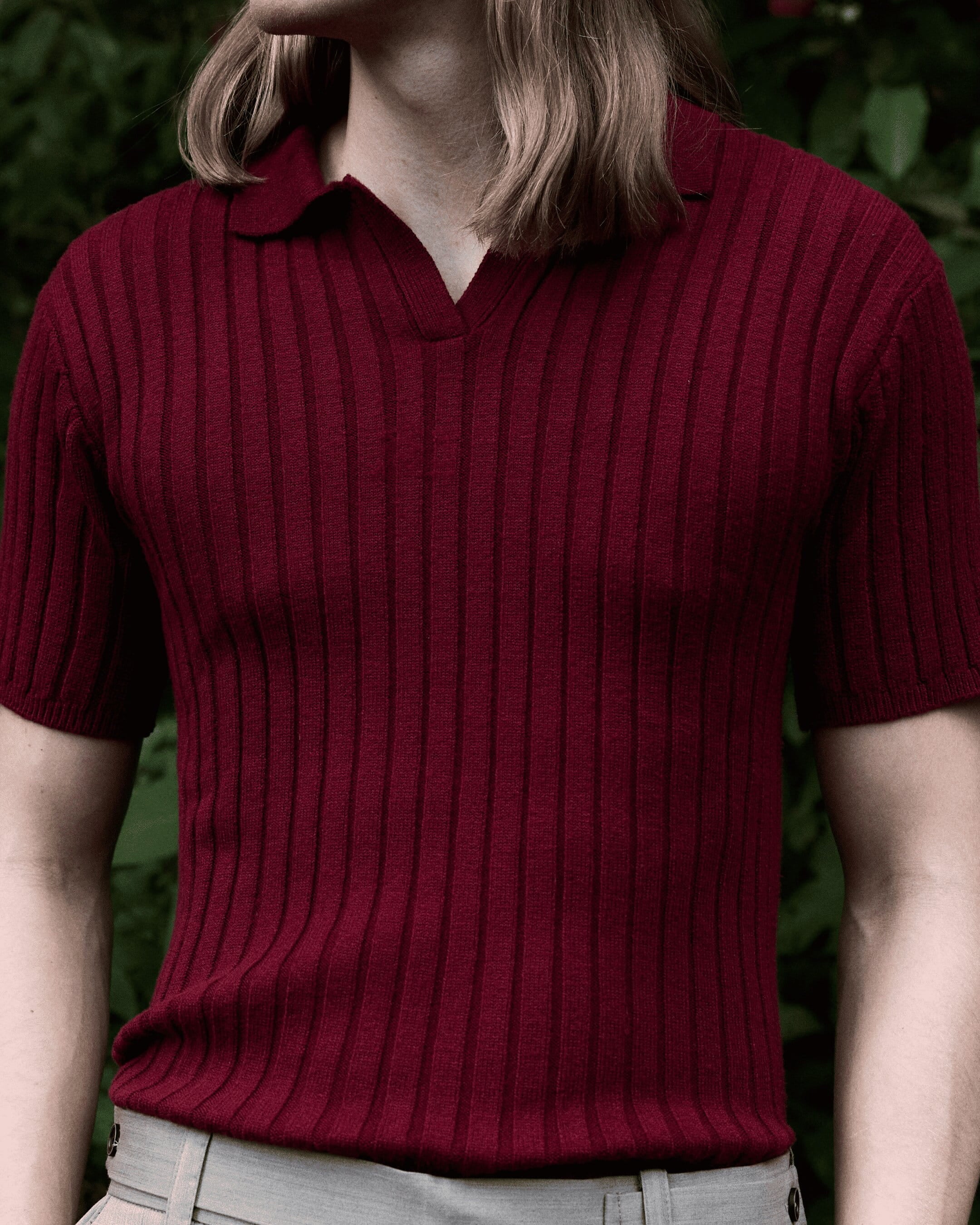 Knit Polo Shirt Maroon