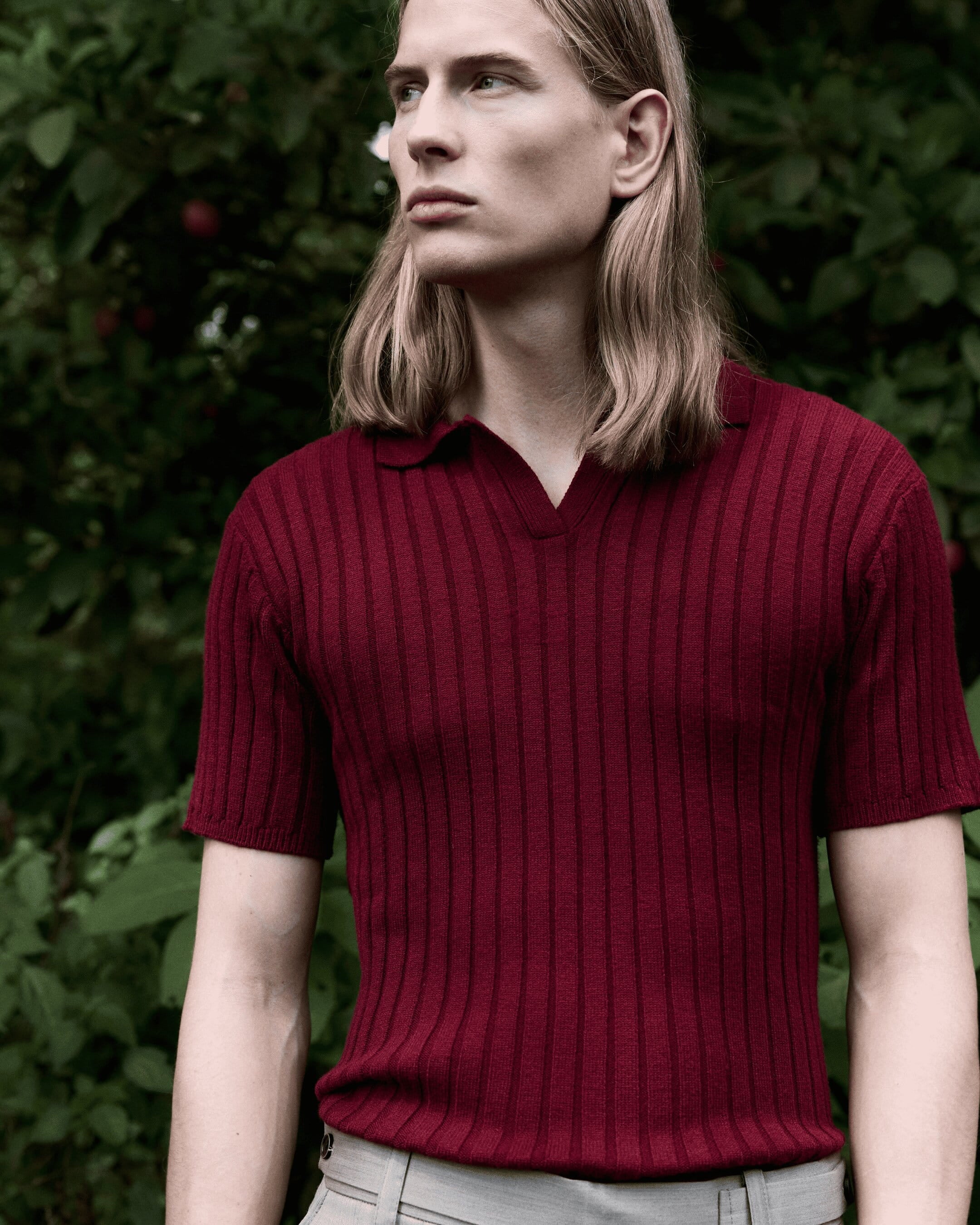 Knit Polo Shirt Maroon