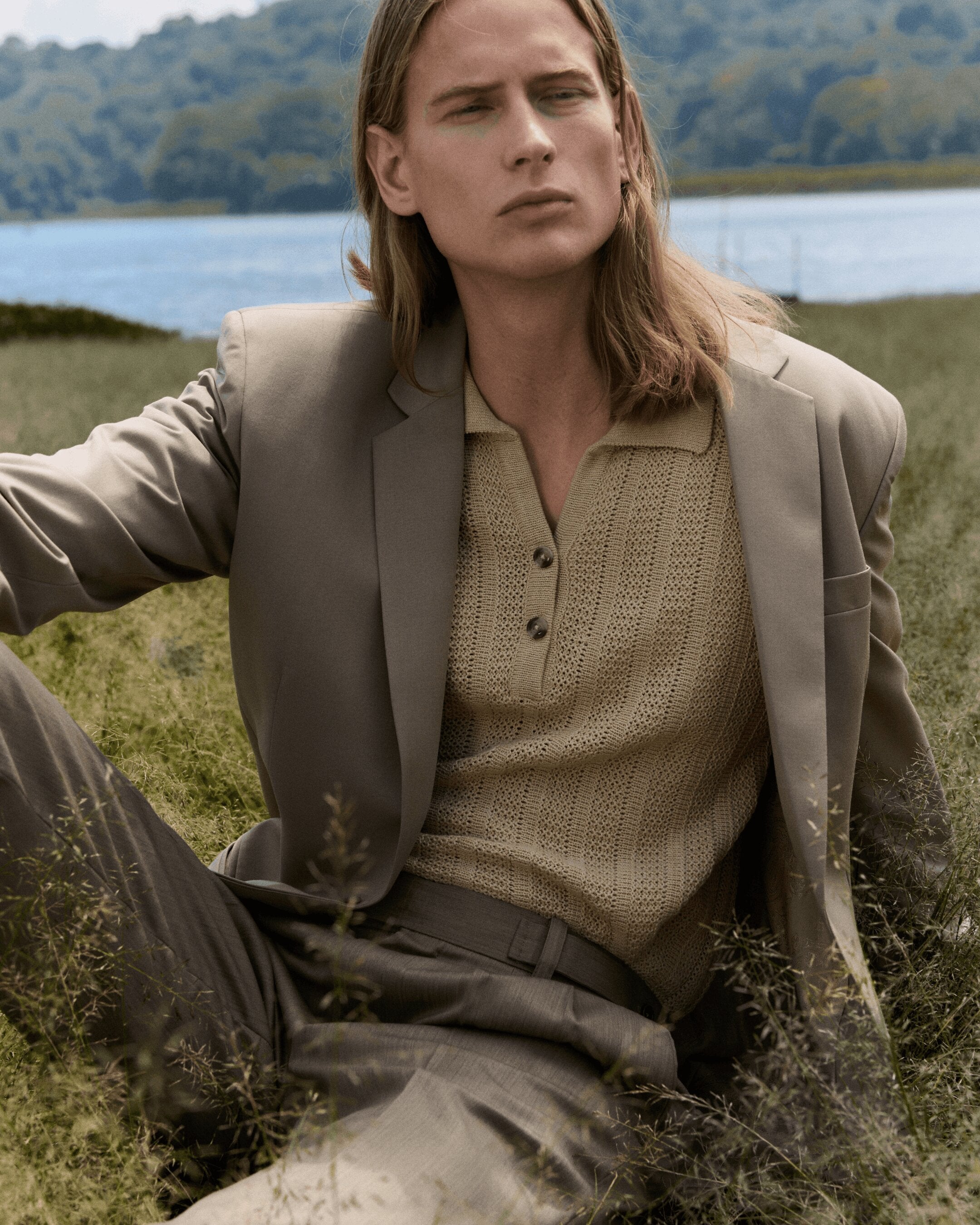 Oversized Knit Shirt Cream