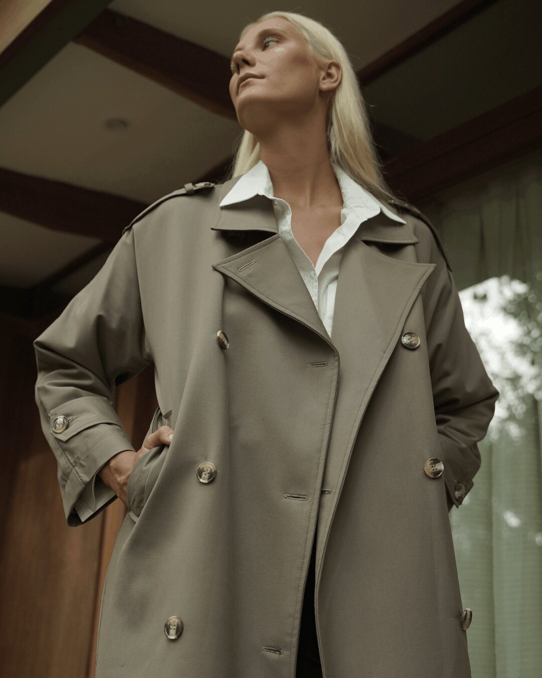 Imperium Double-Breasted Long Trench Coat