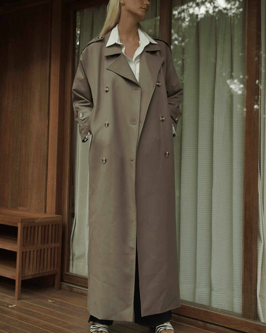 Imperium Double-Breasted Long Trench Coat