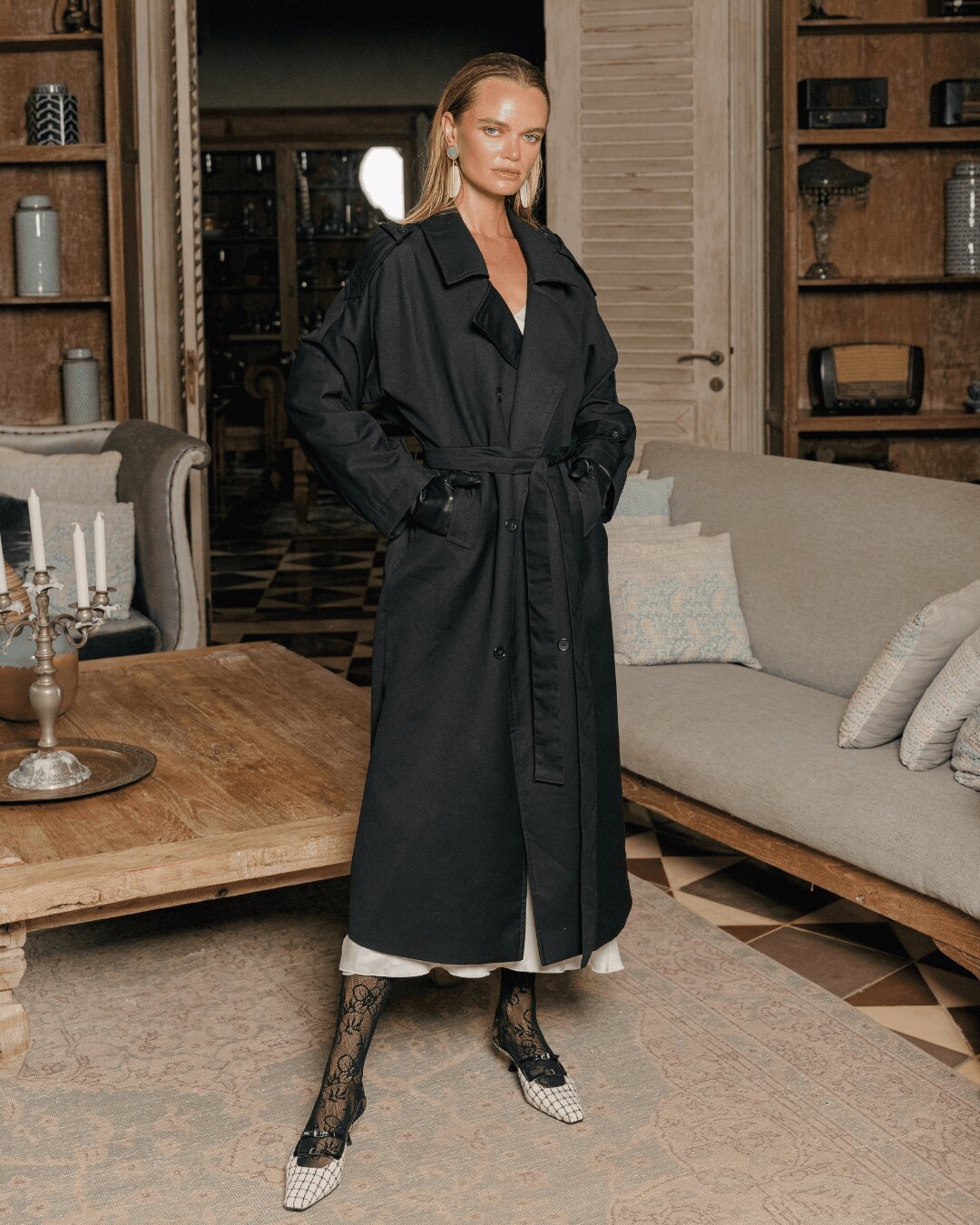 Imperium Double-Breasted Long Trench Coat