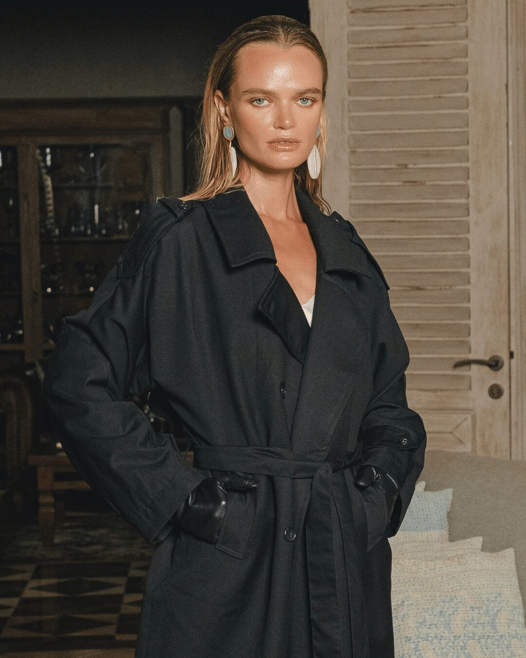 Imperium Double-Breasted Long Trench Coat