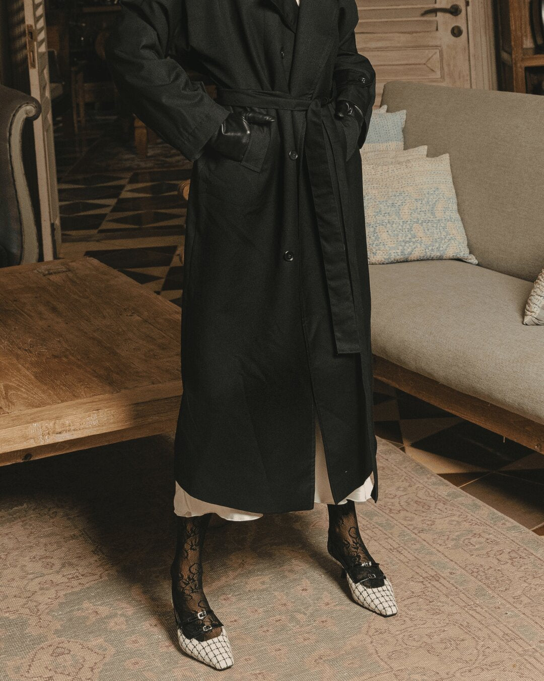 Imperium Double-Breasted Long Trench Coat