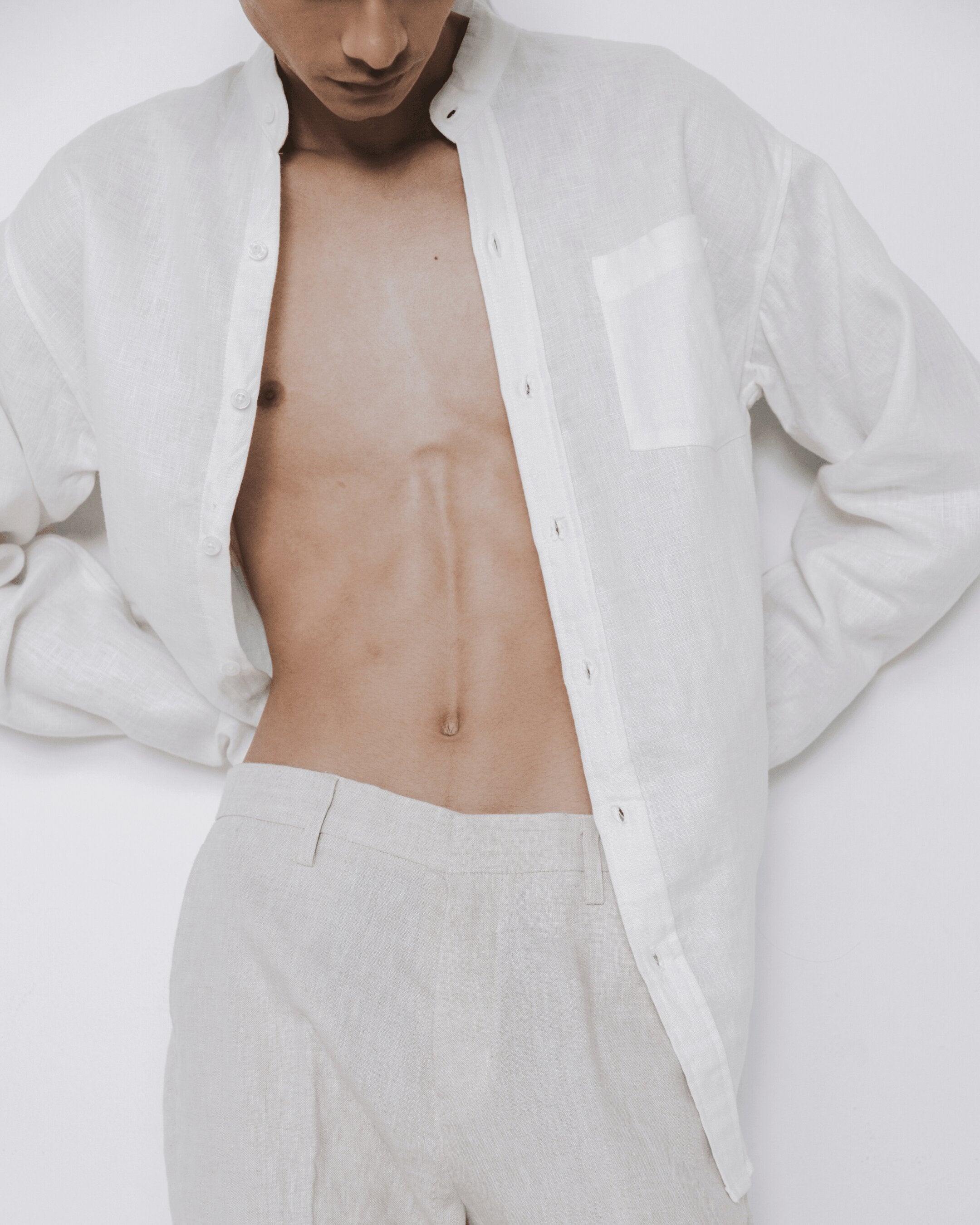 Mandarin Collar Linen Shirt