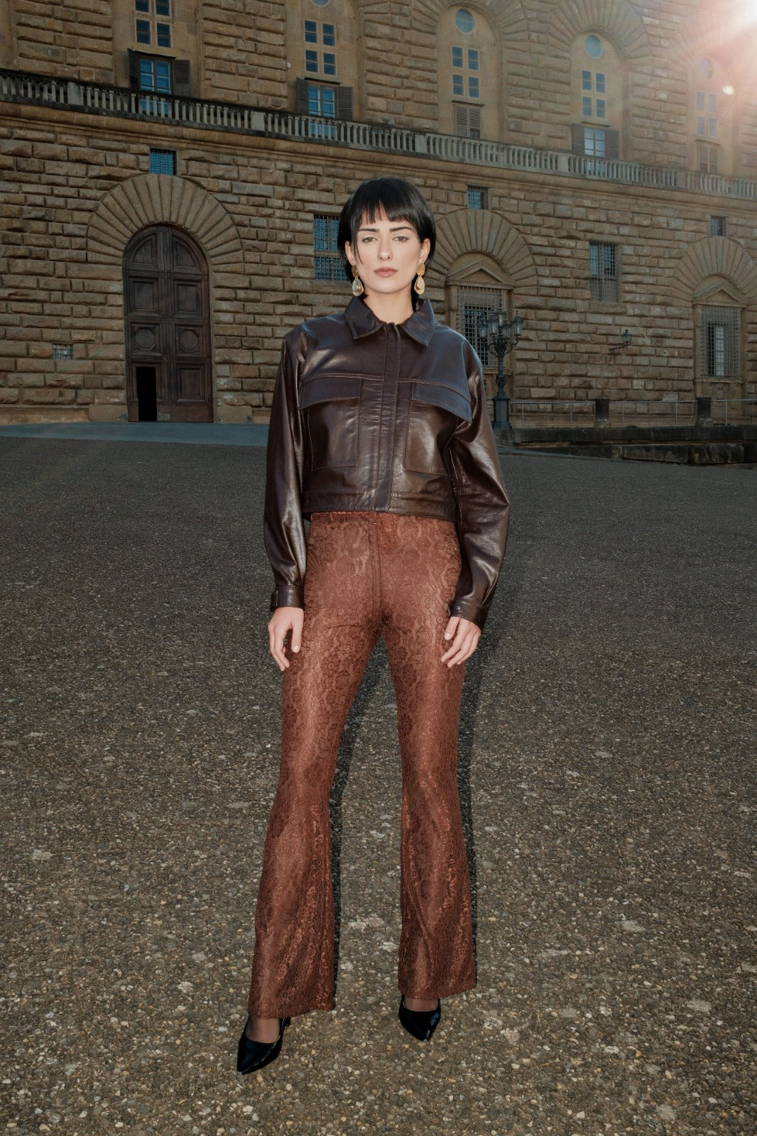 Aegis Cropped Leather Jacket