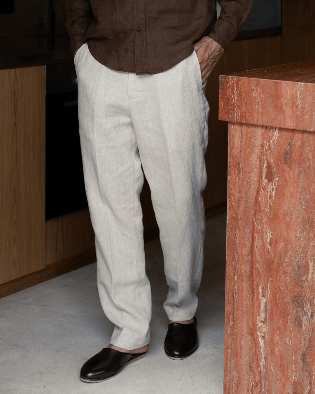 Long Regular Pants Linen Men
